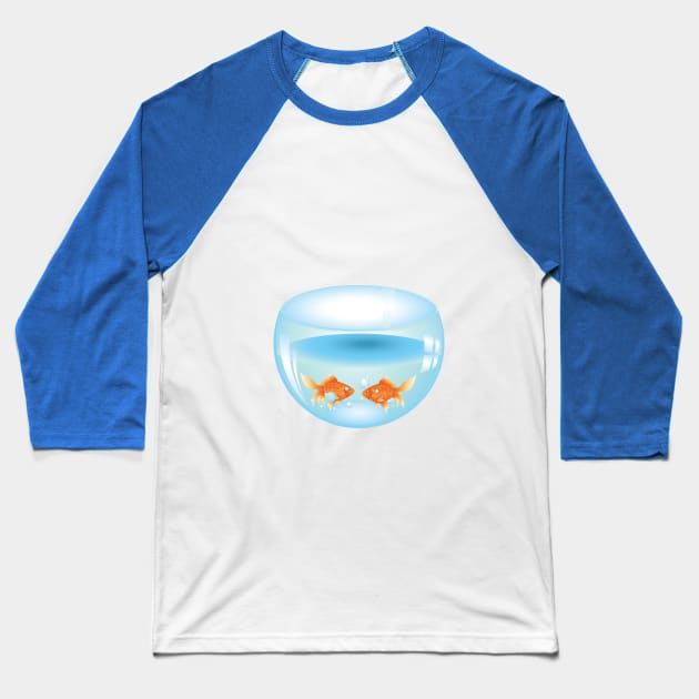 Gold Fish in Aquarium Baseball T-Shirt by AnnArtshock